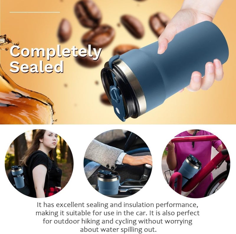 SPLMIFA Travel coffee mugs leak-proof, reusable coffee cups with lids, stainless steel vacuum thermos coffe tumblers,thermal insulation cups for men and women hot & cold drinks (4th-Blue, 16OZ) - Image 5
